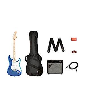 Squier Affinity Stratocaster HSS Pack, MN, Lake Placid Blue with Amp and Gig Bag