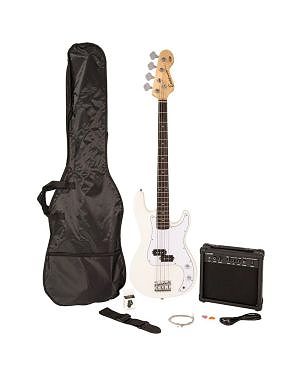 Encore E40 Blaster Bass Guitar Pack, Vintage White