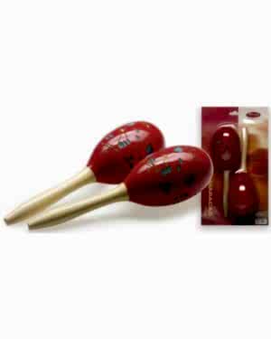 Stagg MRW-29 Pair of oval wooden maracas flower finish red 28 cm (11)