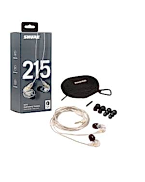 Shure SE215 In-Ear Headphones, Clear