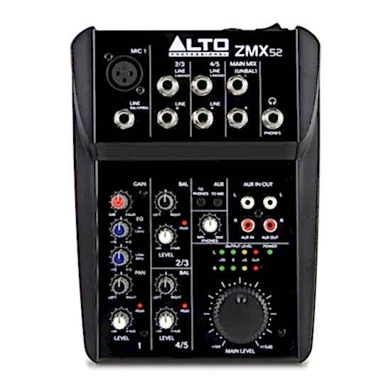 ALTO ZEPHYR ZMX52 5 CHANNEL MIXING DESK ALTO ZEPHYR ZMX52 5 CHANNEL MIXING DESK
